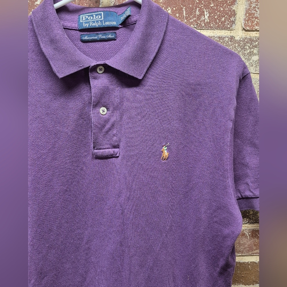 Men's Polo Ralph Lauren Purple Mercerized Pima Mesh Polo Shirt Medium